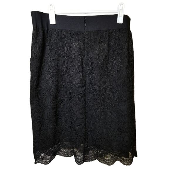 Anne Klein Lace Overlay Pencil Skirt Black 6 - Picture 2 of 8